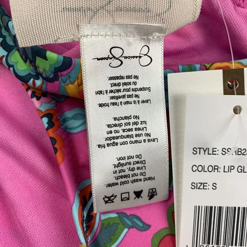 Jessica Simpson Side-Shirred Hipster Bottoms Womens Small Lip Gloss Floral Beach